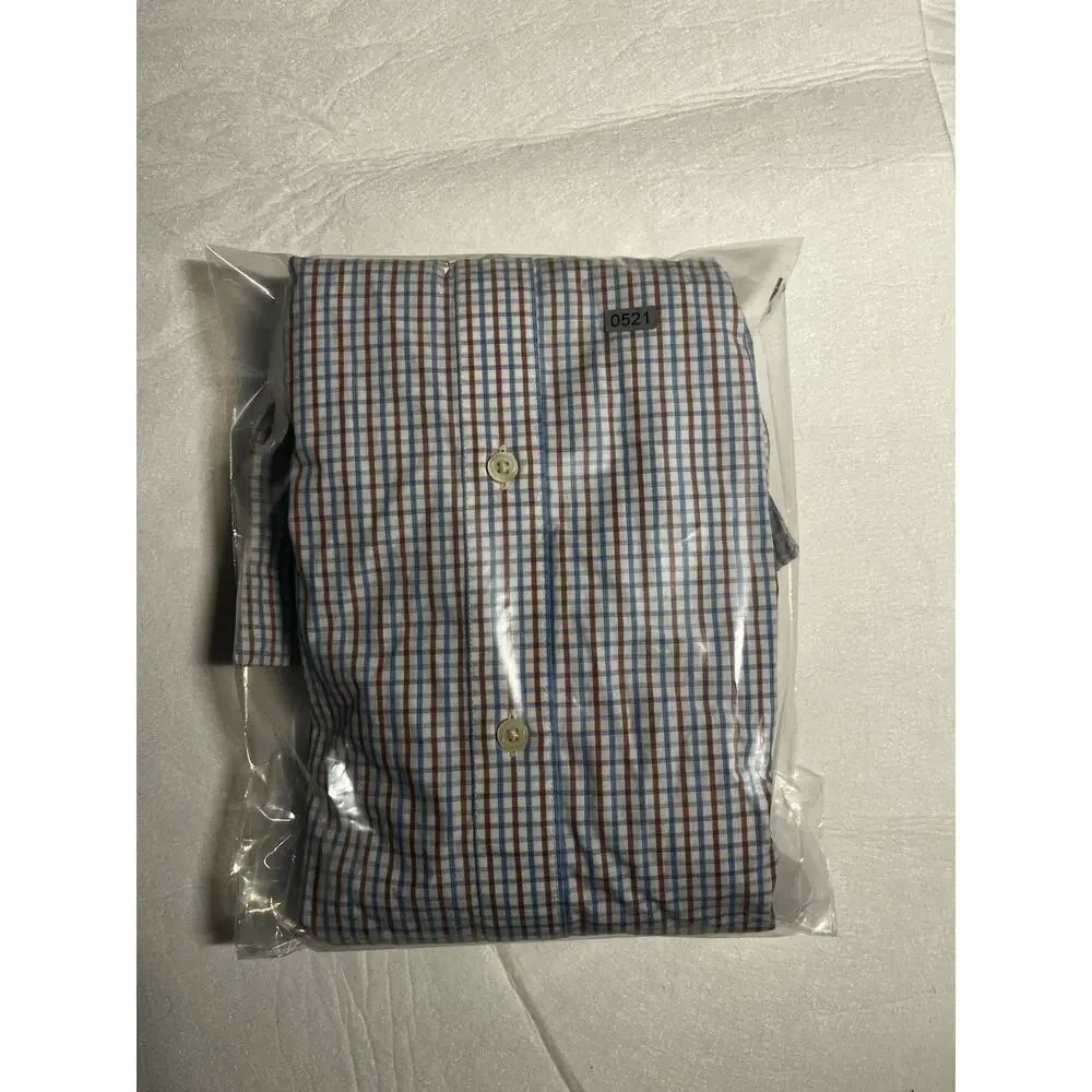 Banana Republic Mens Large L Non-Iron Standard Fit Plaid Long Sleeve Dress Shirt
